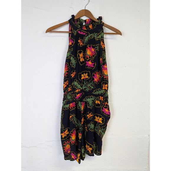 Rachel Roy Floral Romper Womens Medium Colorful Tropical Resort Breezy Summer - Picture 1 of 10
